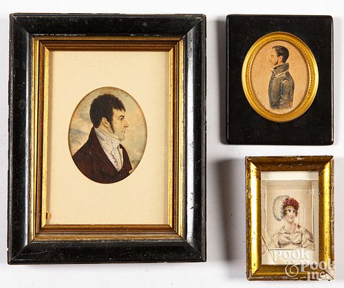 THREE MINIATURE PORTRAITS 19TH 30e006