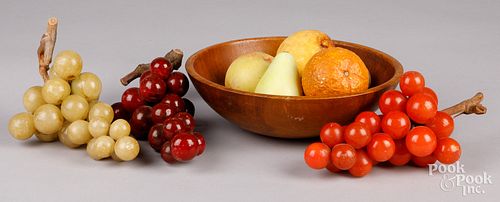 GROUP OF STONE FRUIT AND A WOODEN