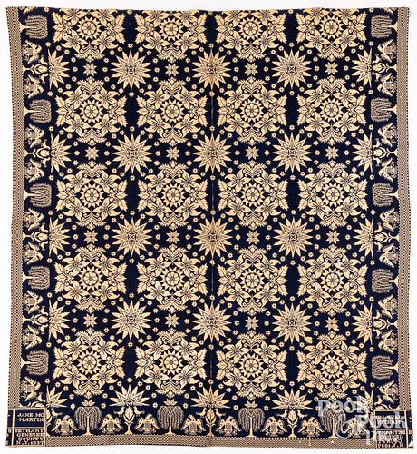 JACQUARD COVERLET, DATED 1837Genesee