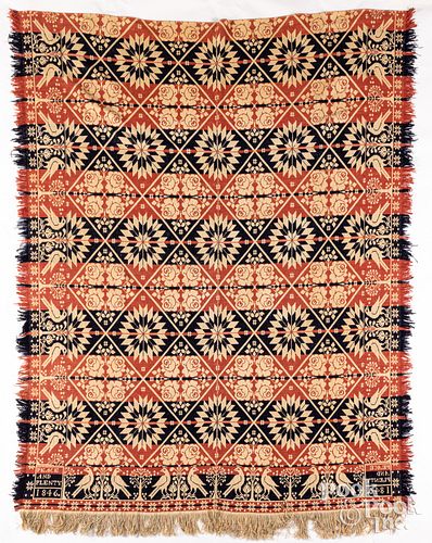 JACQUARD COVERLET, DATED 1846Pennsylvania