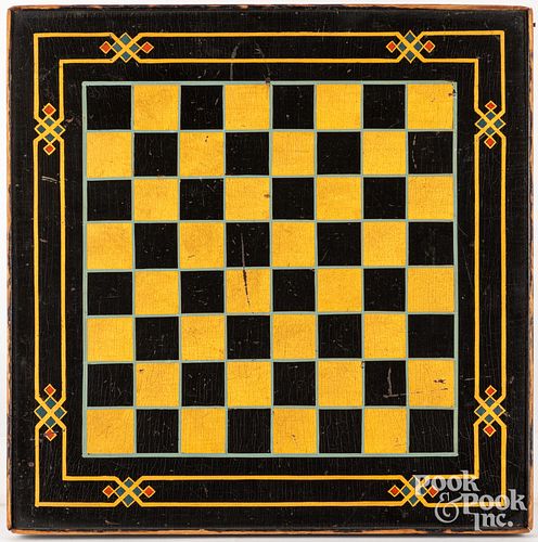 PAINTED GAMEBOARD LATE 19TH C Painted 30e03c