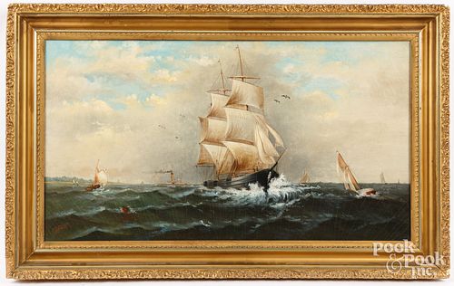 OIL ON CANVAS SEASCAPE LATE 19TH 30e04c