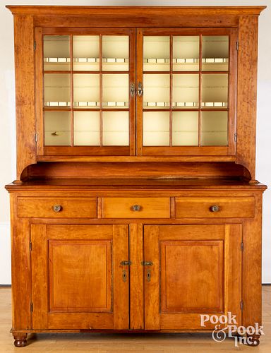 CHERRY TWO-PART DUTCH CUPBOARD,