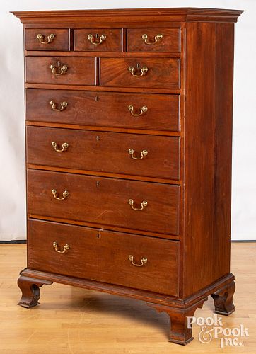 CHIPPENDALE WALNUT TALL CHEST  30e063