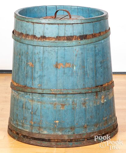 PAINTED STAVED BARREL, 19TH C.Painted