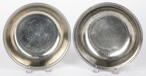 TWO PEWTER BASINS BY LOVE AND SAMUEL 30e0bb