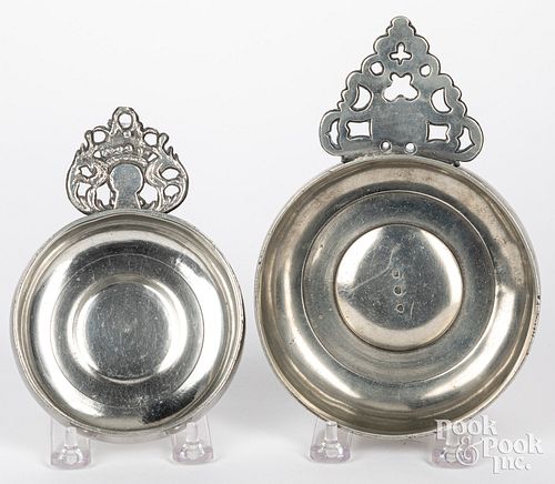 TWO PEWTER PORRINGERS, 19TH C.Two