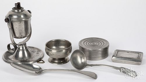 SIX PIECES OF PEWTER 19TH C Pewter  30e0be
