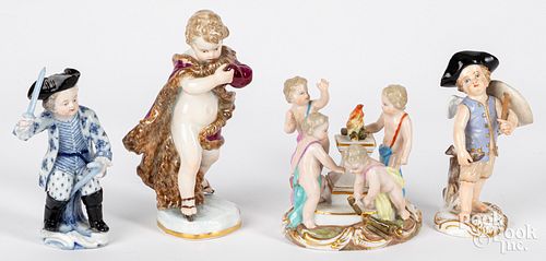 FOUR MEISSEN PORCELAIN FIGURINESFour 30e0e0