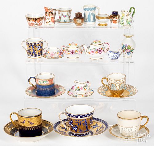 PORCELAIN CUPS AND SAUCERS, ETC.Six