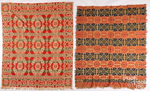 TWO JACQUARD COVERLETS, MID 19TH