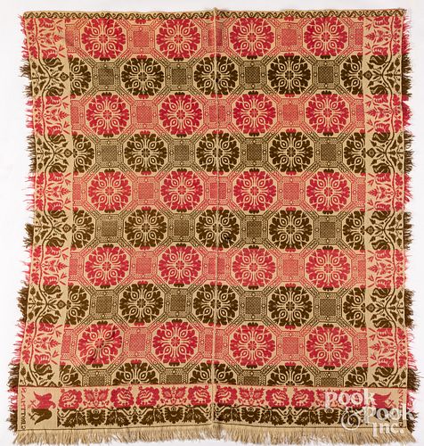 JACQUARD COVERLET MID 19TH C Jacquard 30e104