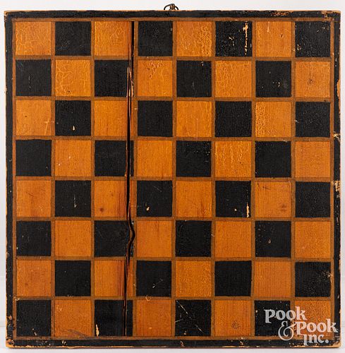 PAINTED PINE GAMEBOARD, 19TH C.Painted