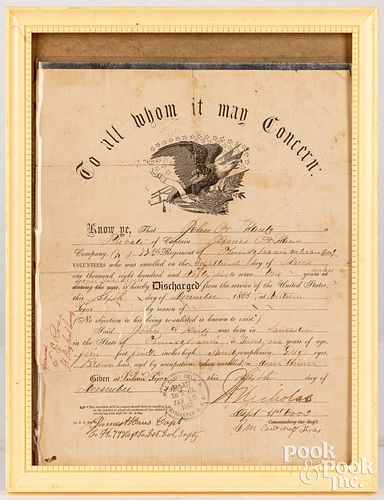 CIVIL WAR DISCHARGE PAPER, DATED