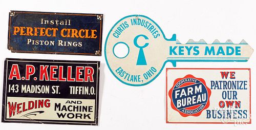 FOUR TIN ADVERTISING SIGNS, 20TH