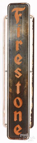 VERTICAL TIN FIRESTONE TIRES SIGN, MID-20TH