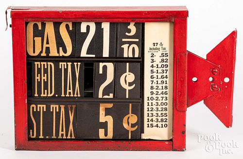 SERVICE STATION GAS PUMP TAX SIGN, DOUBLE