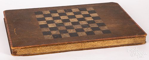 PAINTED PINE GAMEBOARD, 19TH C.Painted