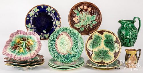 FOURTEEN PIECES OF MAJOLICA 19TH 30e1e3