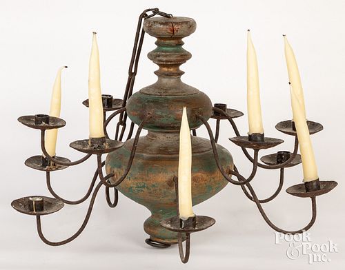 PAINTED WOOD CHANDELIER WITH IRON 30e1e9
