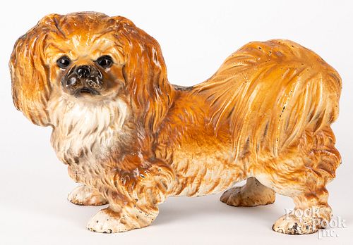 HUBLEY PAINTED CAST IRON POMERANIAN