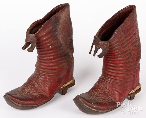 PAIR OF EARLY LEATHER BOOTS.Pair