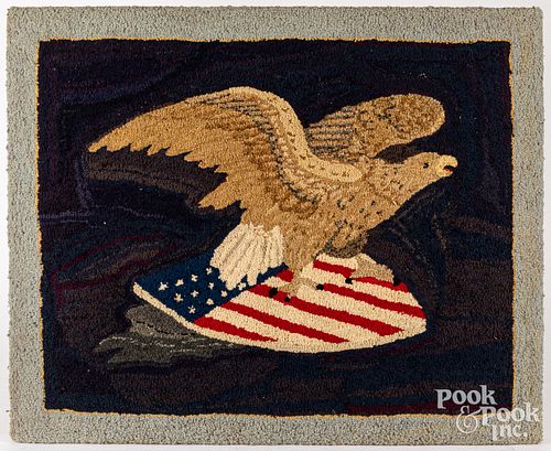 HOOKED RUG WITH AMERICAN EAGLE  30e241