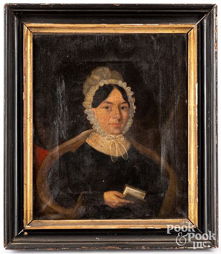OIL ON CANVAS PORTRAIT OF A WOMAN,