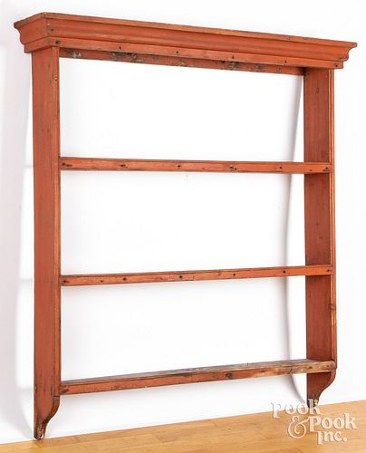 PAINTED HANGING SHELF, 19TH C.Painted