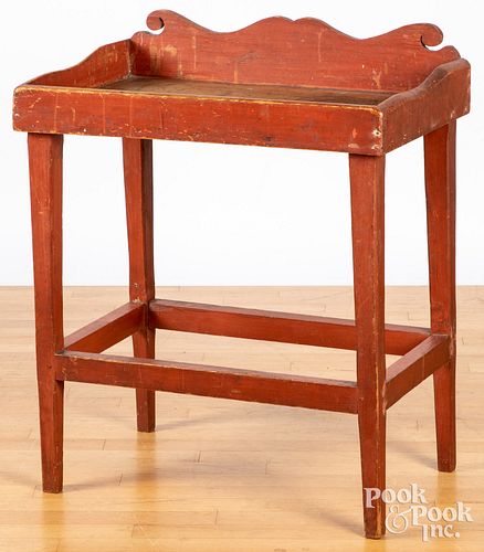 PAINTED PINE WASH STAND, 19TH C.Painted