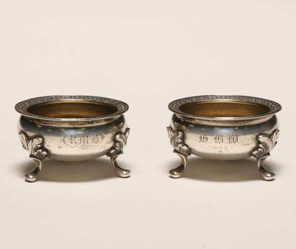 A pair of coin silver salts by