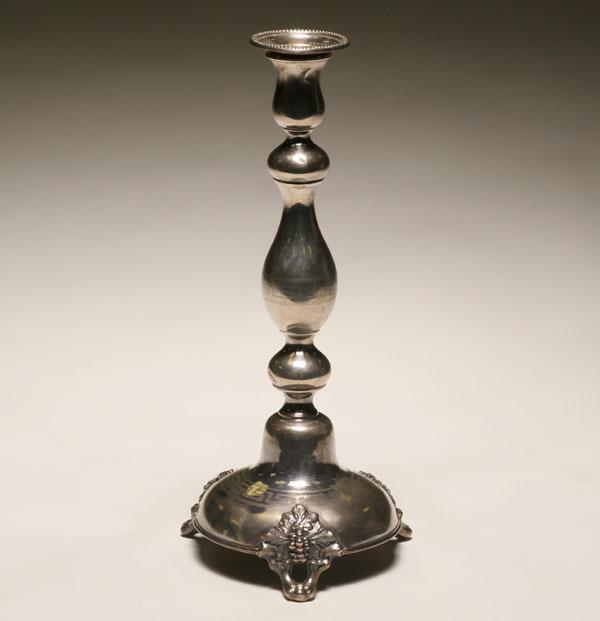 German silver candlestick on tripod