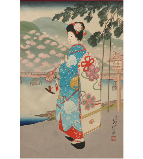Three Japanese woodblock prints;