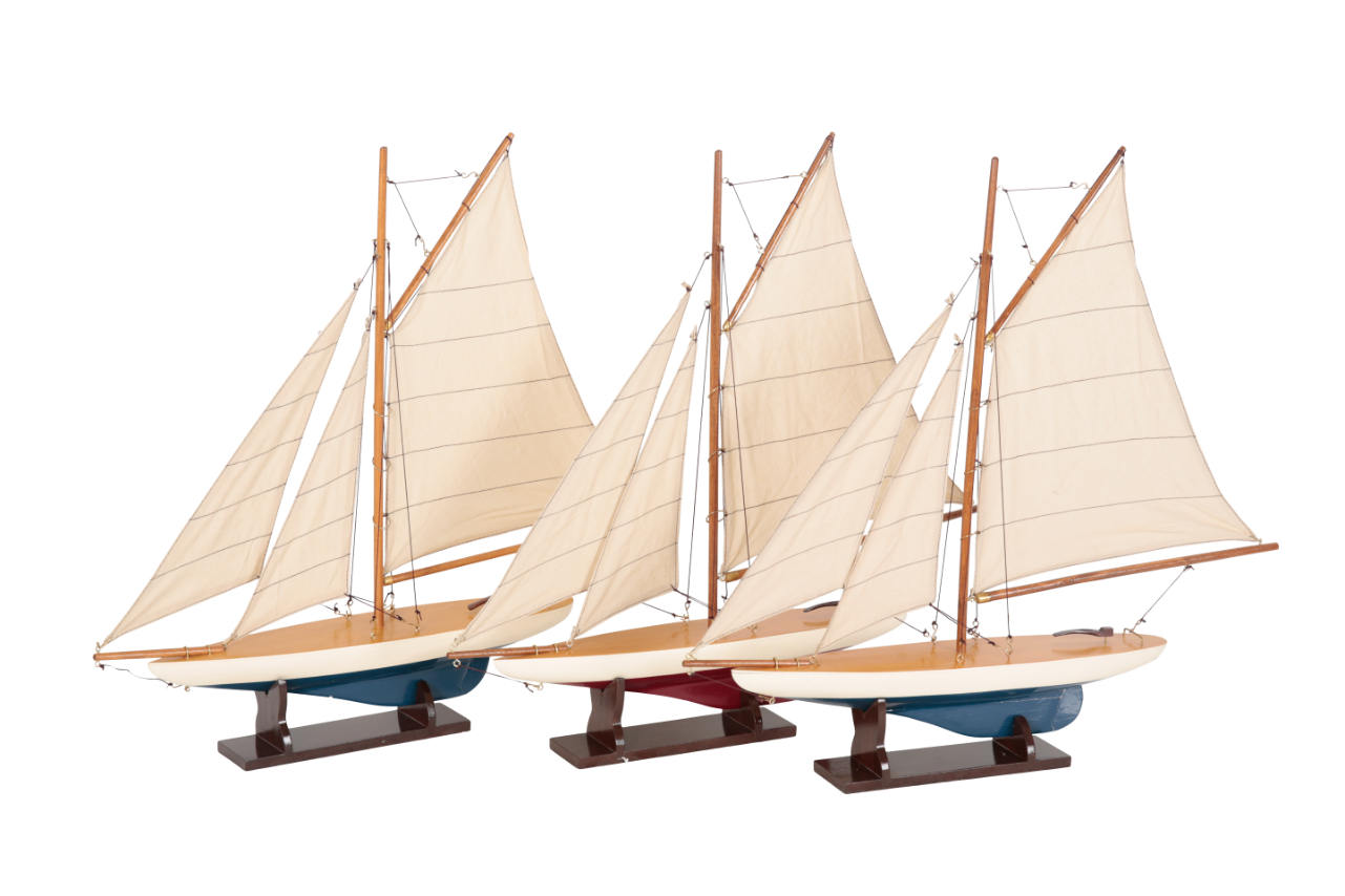 THREE MODEL YACHTS each of the