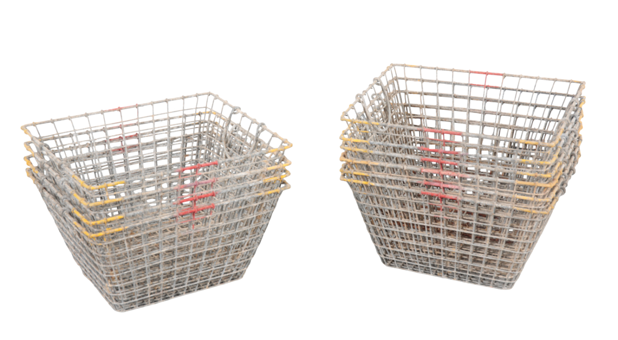 A GROUP OF TEN WIRE OYSTER BASKETS