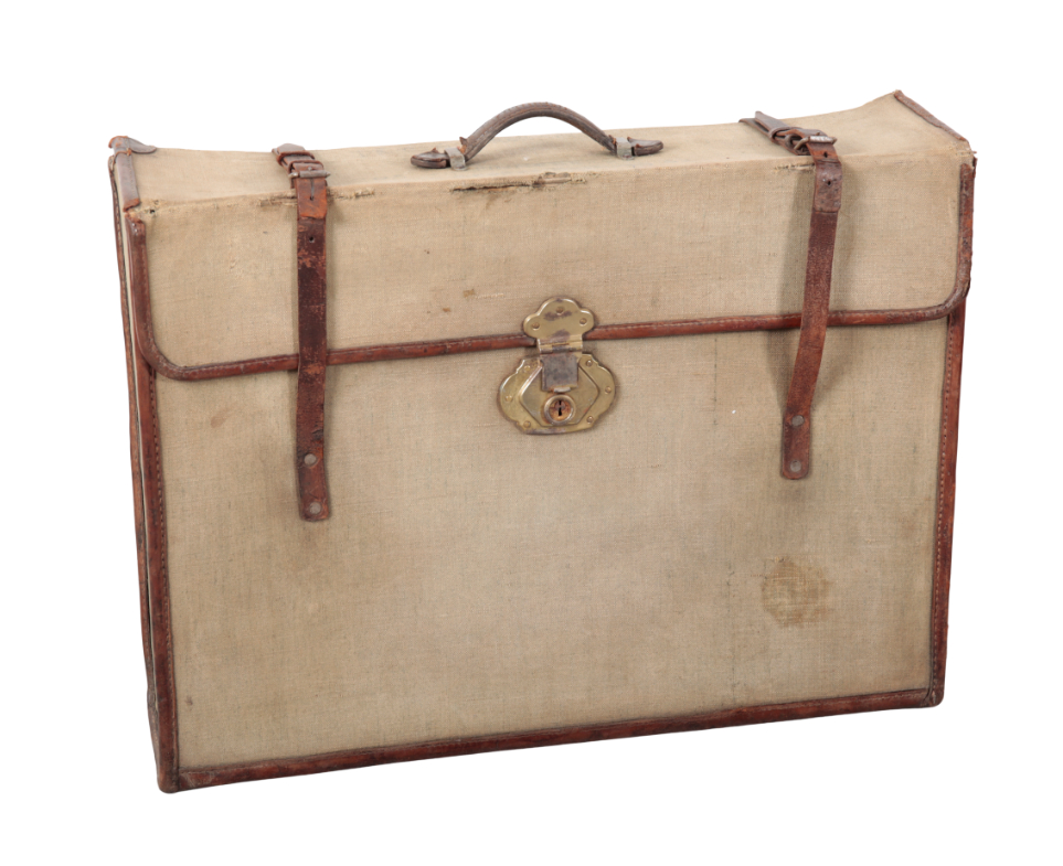 AN EDWARDIAN BROWN LEATHER AND