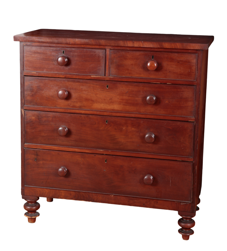 A VICTORIAN MAHOGANY CHEST OF DRAWERS 310af4