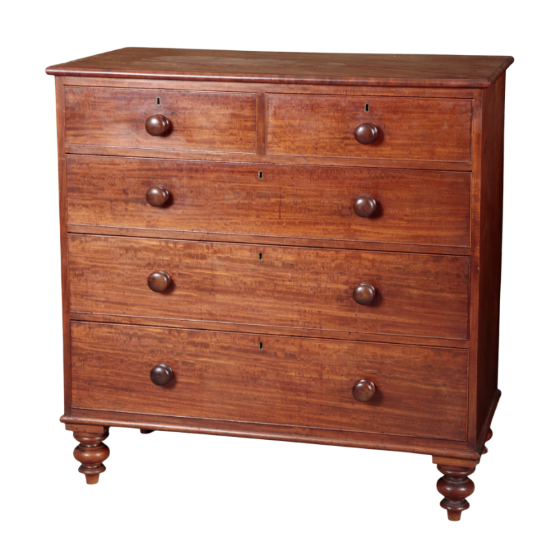 A VICTORIAN FIGURED MAHOGANY CHEST