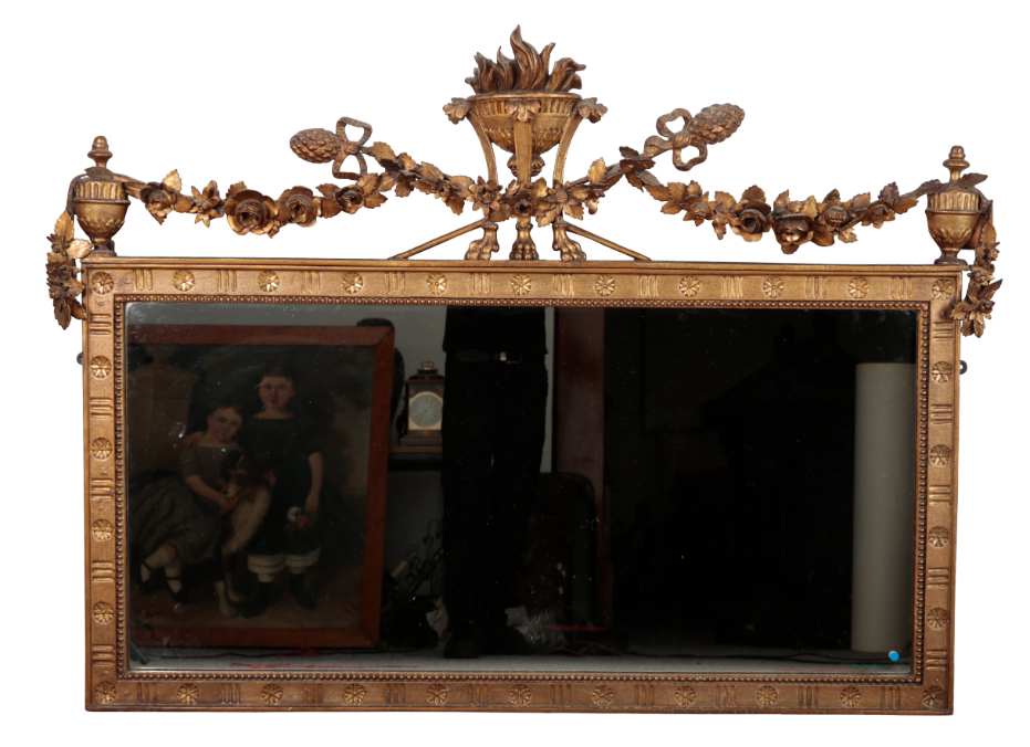 A REGENCY GILT RECTANGULAR MIRROR 310b0b