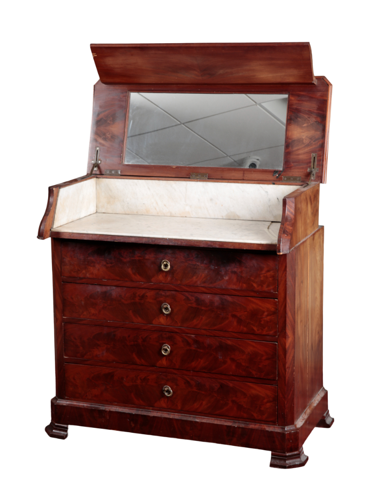 A 19TH CENTURY FIGURED MAHOGANY