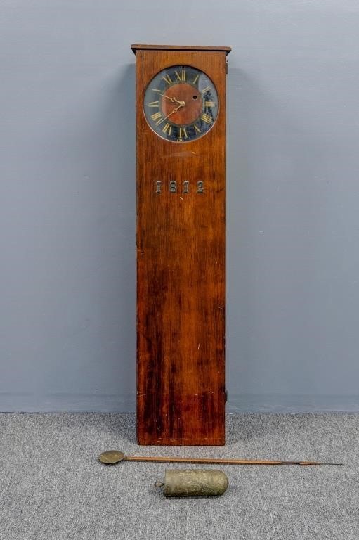 Pine coffin clock dated 1812 with 310bfa