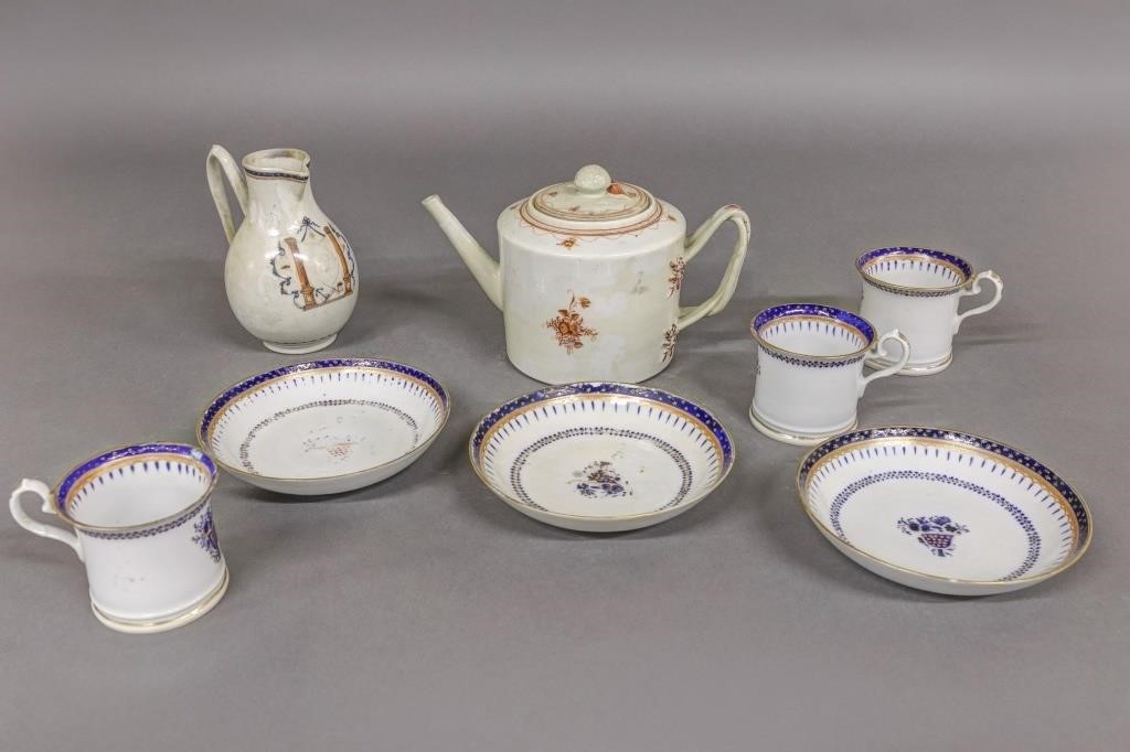 Eight pieces of Chinese export, pitcher