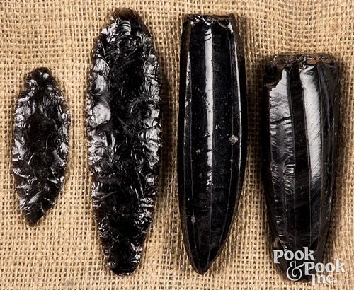 FOUR ANCIENT OBSIDIAN ARTIFACTSFour 310c26