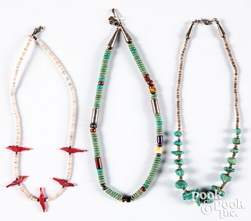THREE NATIVE AMERICAN INDIAN MADE NECKLACESThree