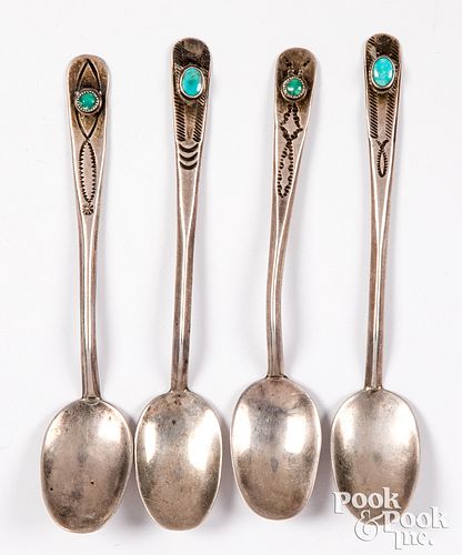 FOUR NAVAJO INDIAN DEMI TASSE SILVER 310c6f