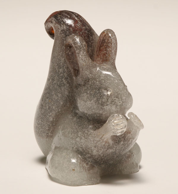 Seguso Murano grey art glass squirrel.