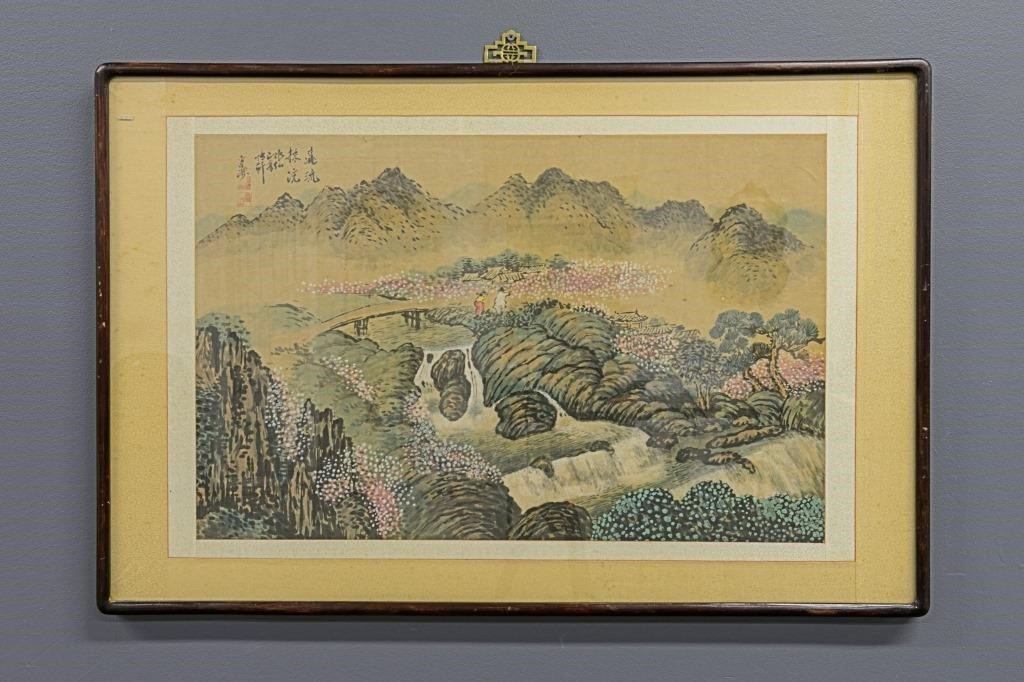 Large Chinese watercolor landscape,