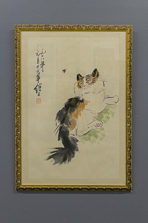 Chinese watercolor of a cat with 310cec