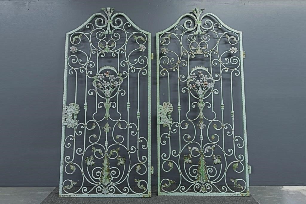 Monumental pair of ornate metal