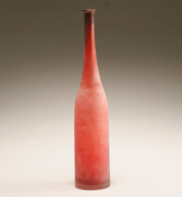 Cenedese red cypriote glass bottle form